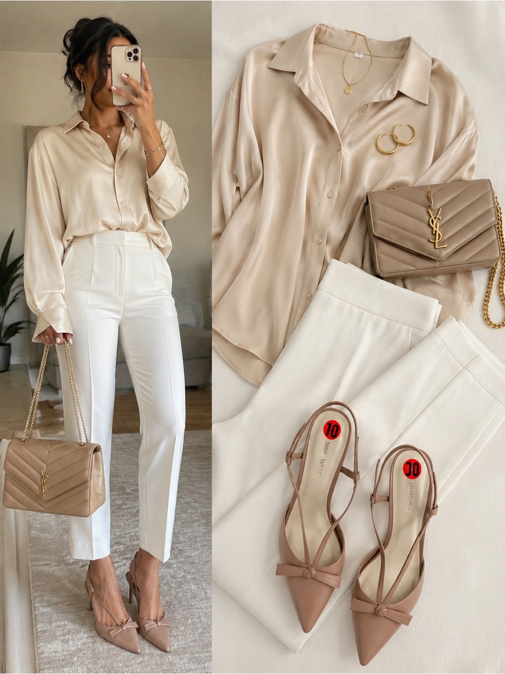 Nine West Nude/Tan Pointed-Toe Slingback Heels